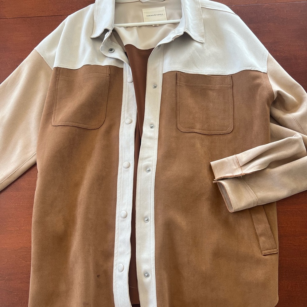 Thread & Supply Beige Button-Up Shirt